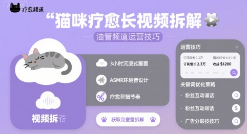 猫咪疗愈长视频拆解 &油管频道运营技巧-yicbd