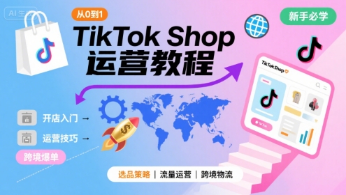 TikTok Shop从0到1运营教程，TikTok跨境电商新手必学课程-yicbd