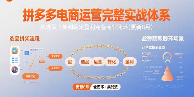 拼多多电商运营完整实战体系，从选品上架到稳定盈利完整商业闭环(更新8月-yicbd