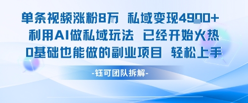 单条视频私域变现4.9k+利用AI做私域玩法 已经开始火热0基础也能做的副业项目轻松上手-yicbd