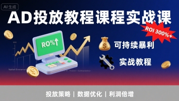 AD投放教程课程实战课，实现广告ROI300%+可持续暴利-yicbd