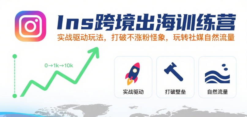 Ins跨境出海训练营，实战驱动玩法，打破不涨粉怪象，玩转社媒自然流量-yicbd