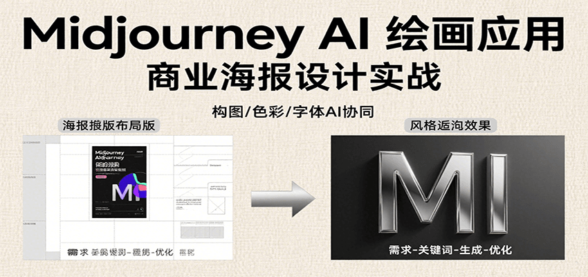 Midjourney AI绘画应用，关键词指令解析、漫画头像制作、海报设计、3D人物生成等-yicbd