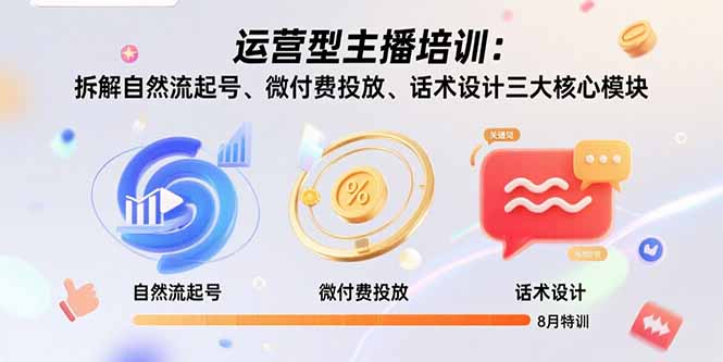 运营型主播培训：拆解自然流起号、微付费投放、话术设计三大核心模块-8月-yicbd