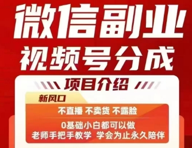 微信副业视频号分成，不直播 不卖货 不露脸，三五分钟即可完成一条作，每日收益几十、几张不等-yicbd