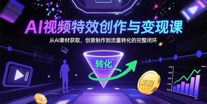 AI视频特效创作与变现课：从AI素材获取、创意制作到流量转化的完整闭环-yicbd