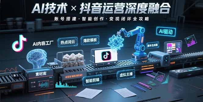 AI技术与抖音运营的深度融合应用：涵盖账号搭建、内容创作、收益变现等-yicbd