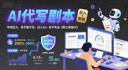 AI代写剧本，市场巨大，单子做不完，日入1k+ 永不失业【附工具指令】-yicbd