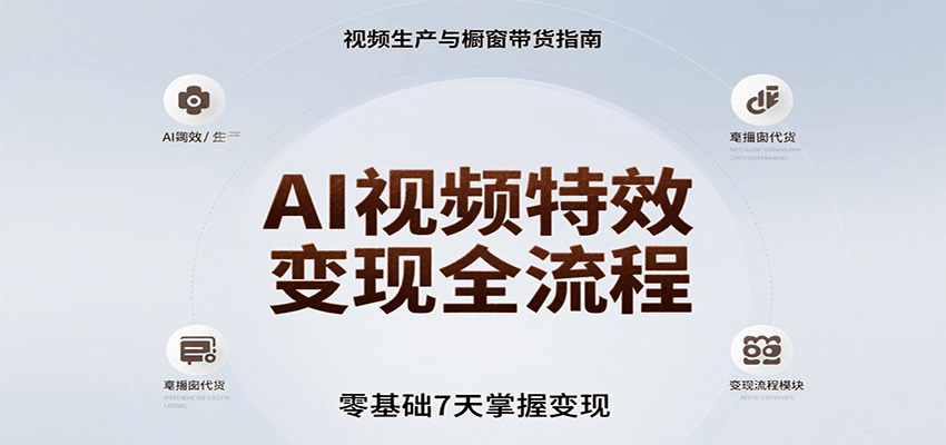 AI视频特效变现全流程，零基础7天掌握视频生产到橱窗带货变现-yicbd
