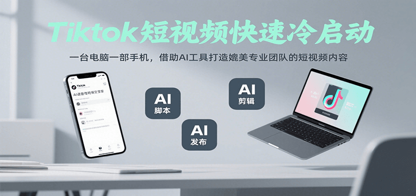 Tiktok短视频快速冷启动，一台电脑一部手机，借助AI工具打造媲美专业团队的短视频内容-yicbd