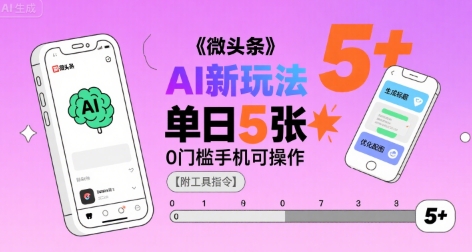 微头条AI新玩法，小白单日5张+，0门槛手机可操作【附工具指令】-yicbd