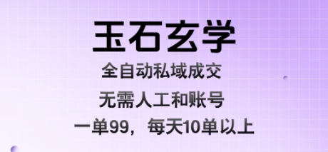 玉石玄学全自动私域成交，一单99每天十单以上，无需人工和矩阵账号，蓝海项目直接干【揭秘】-yicbd