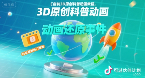 自制3D原创科普动画教程，动画还原事件，抖音最新热门赛道，可过伙伴计划-yicbd