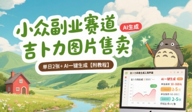 小众副业赛道 吉卜力图片售卖 单日2张+ AI一键生成【附教程】-yicbd