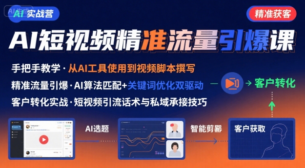 AI+短视频引爆精准客户实战营，手把手教你引爆Ai短视频精准流量-yicbd