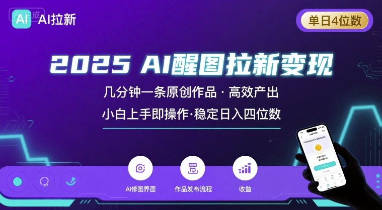 2025最强AI醒图拉新，几分钟一条原创作品，单日收入4位数，小白也能上手操作-yicbd