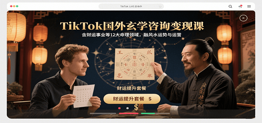 TikTok国外玄学咨询变现课，含财运事业等12大命理领域，融风水运势与运营-yicbd
