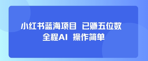 小红书蓝海项目，全程AI，操作简单，已挣五位数-yicbd