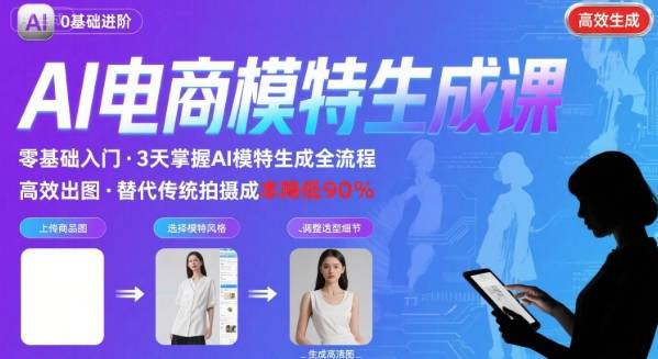AI模特进阶课程，0基础高效生成逼真电商模特图-yicbd
