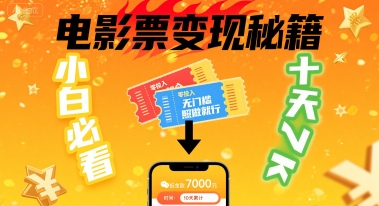 小白必看！卖电影票项目，零投入无门槛谁都能做，十天到手 7k，照做就行【揭秘】-yicbd