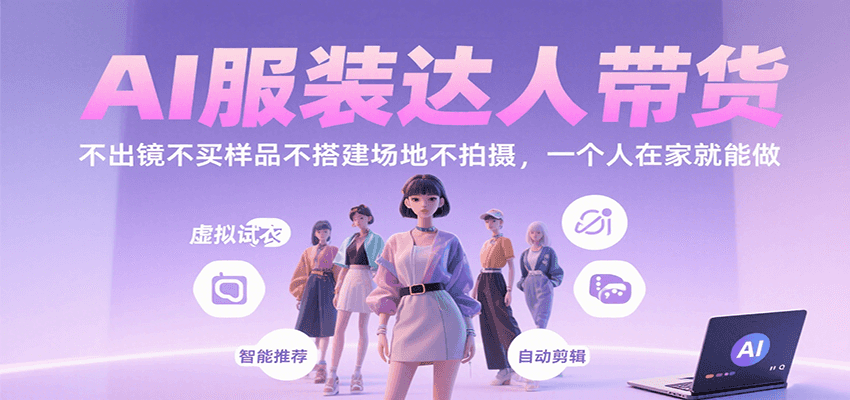 AI服装达人带货，不出镜不买样品不搭建场地不拍摄，一个人在家就能做-yicbd