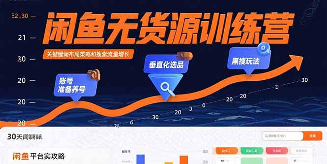 闲鱼无货源训练营：账号准备养号/垂直化选品/黑搜玩法，0基础30天盈利指南-yicbd