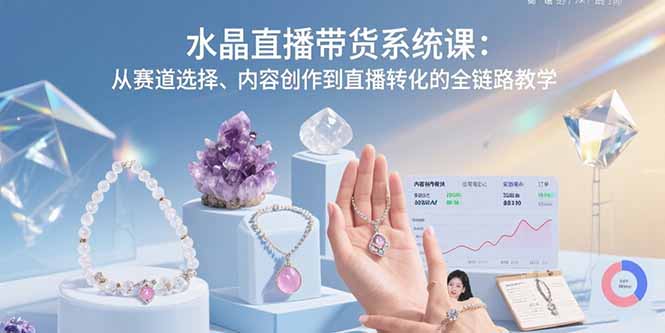 水晶直播带货系统课：从赛道选择、内容创作到直播转化的全链路教学-yicbd