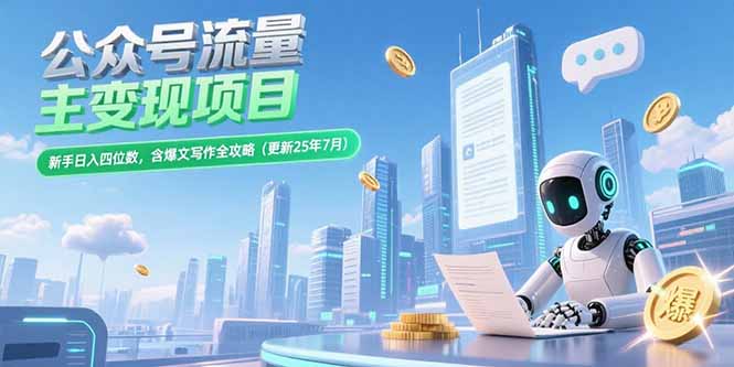 公众号流量主变现项目，新手日入四位数，含爆文写作全攻略(更新25年7月-yicbd