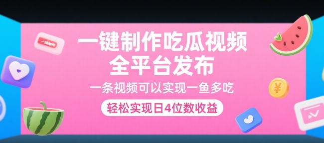 一键制作吃瓜视频，全平台发布，一条视频可以实现一鱼多吃，轻松实现日4位数收益【揭秘】-yicbd