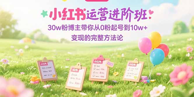 小红书运营进阶班：30w粉博主带你从0粉起号到10w+变现的完整方法论-yicbd