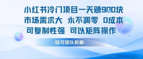 小红书冷门项目一天收益9张，市场需求大，0成本，可复制性强可以矩阵操作-yicbd