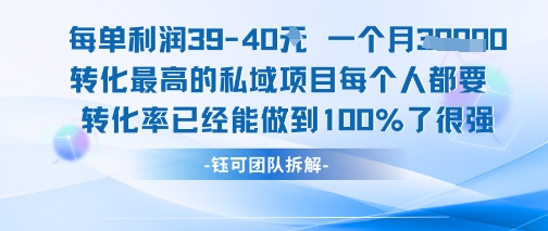 每单利润40一个月7k+转化最高的私域项目，每个人都要的产品转化率已经能做到100%-yicbd