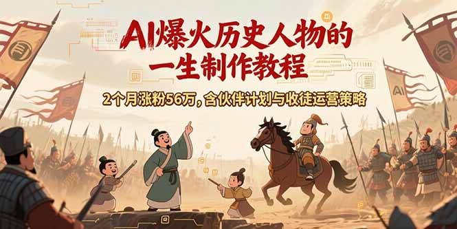 AI历史人物赛道课程，2个月涨粉56万，含伙伴计划与收徒运营策略-yicbd