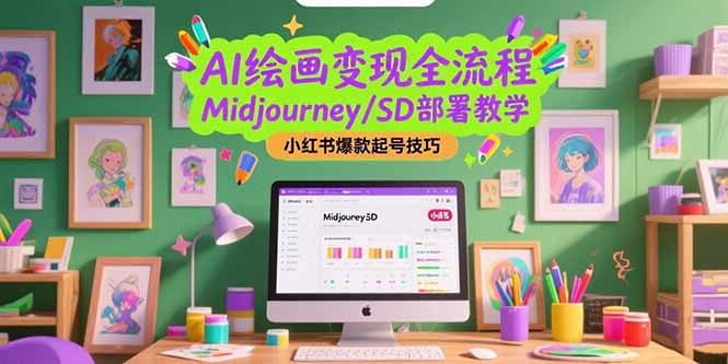 AI绘画变现全流程，Midjourney/SD部署教学，小红书爆款起号技巧-yicbd