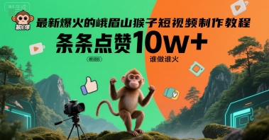 最新爆火的峨眉山猴子短视频制作教程，条条点赞10w+，谁做谁火【教程+提示词】-yicbd