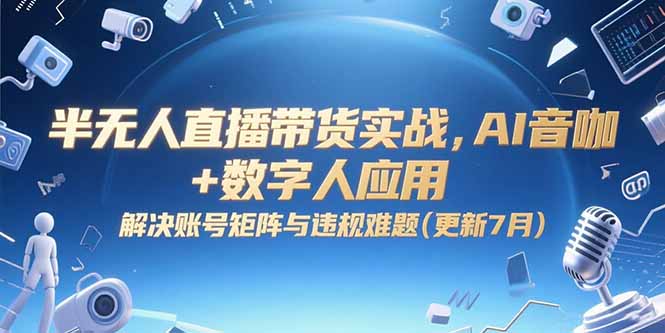 半无人直播带货实战，AI音咖+数字人应用 解决账号矩阵与违规难题(更新7月-yicbd
