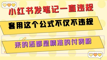 小红书发笔记一直违规，套用这个公式不仅不违规，来的还都是精准的付费粉-yicbd