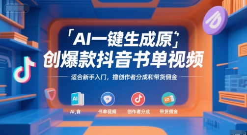 AI一键生成原创爆款抖音书单视频，适合新手入门，撸创作者分成和带货佣金【揭秘】-yicbd