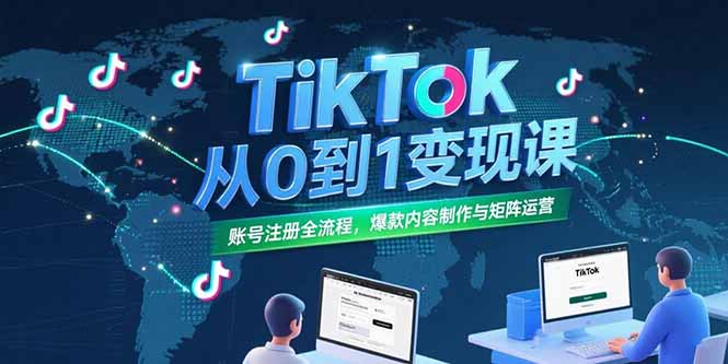 TikTok从0到1变现课，账号注册全流程，爆款内容制作与矩阵运营-yicbd