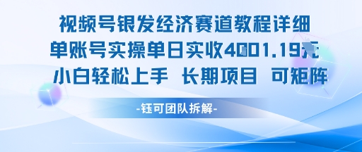 视频号银发经济赛道单账号实操单日实收1k+，小白轻松上手长期项目-yicbd