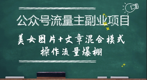 公众号流量主副业项目，美女图片+文章混合模式操作流量爆棚-yicbd