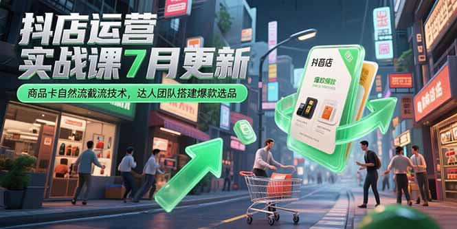 抖店运营实战课7月更新，商品卡自然流截流技术，达人团队搭建爆款选品-yicbd