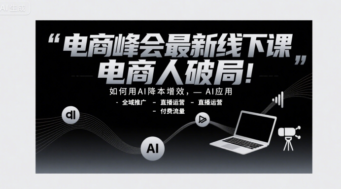 电商峰会最新线下课，电商人破局，如何用AI降本增效，AI应用-全域推广-直播运营-付费流量-yicbd