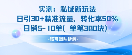 实测私域新玩法日引30加精准流量转化率50%日销5-10单每笔3张-yicbd