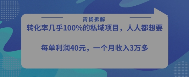 转化率最高的私域项目，每单利润40-50米，月入过1w-yicbd