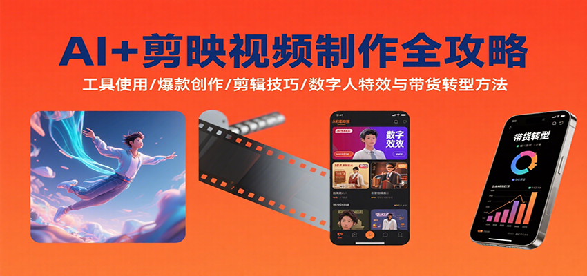 AI+剪映视频制作全攻略：工具使用/爆款创作/剪辑技巧/数字人特效与带货转型方法-yicbd