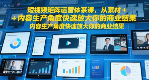 短视频矩阵运营体系课，从素材+内容生产角度快速放大你的商业结果-yicbd