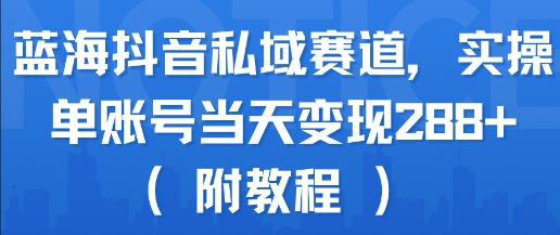 蓝海抖音私域赛道，实操单账号当天变现288+(附教程)-yicbd