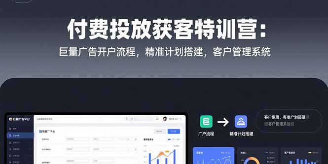 付费投放获客特训营：巨量广告开户流程，精准计划搭建，客户管理系统-yicbd