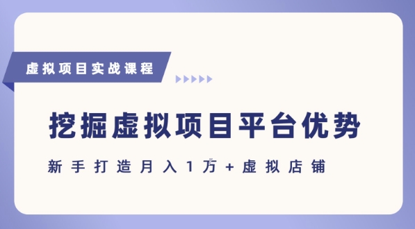 抓住虚拟项目各平台优势，新手轻松月入1W+(给出具体建议)-yicbd